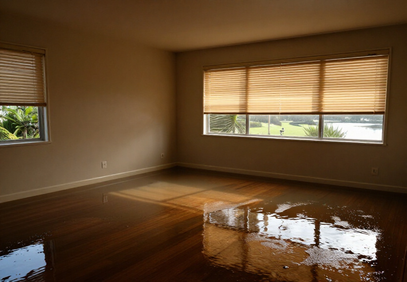 Water-damaged office in Condell Park before drying